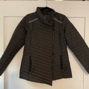 Athleta Asymmetrical Zippered Lightweight Puffy Jacket-Grey